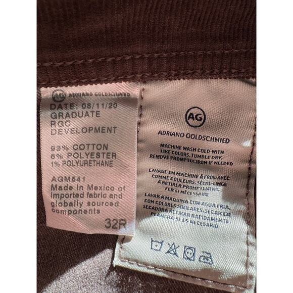 AG Adriano Goldschmied “The Graduate” RARE development sample Corduroy Pants 32R - Picture 5 of 7